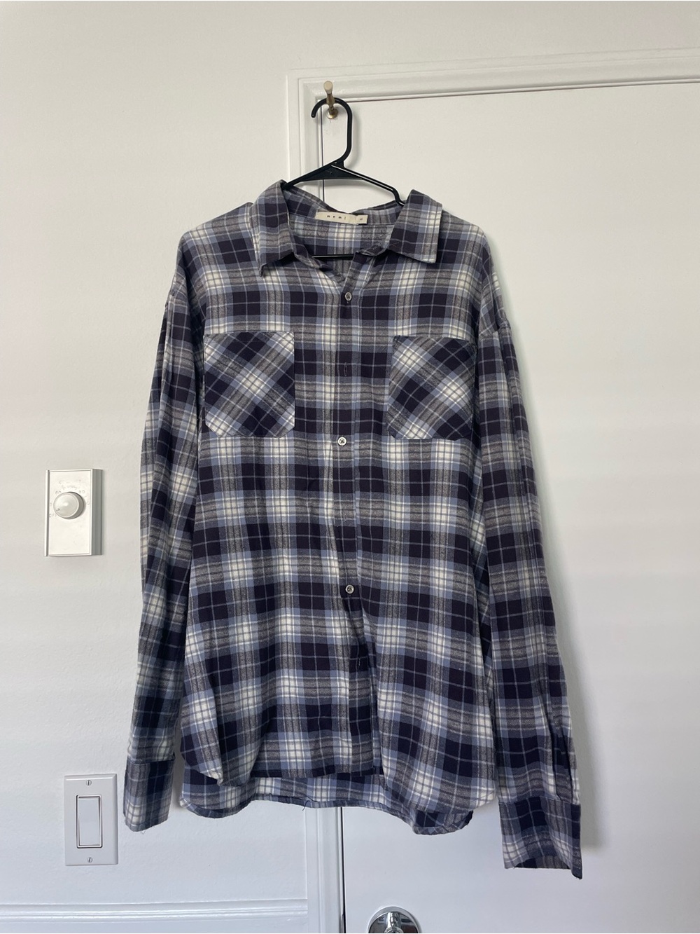 MNML Navy and White Plaid Button-Down Shirt